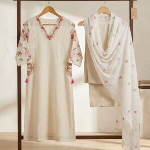 Off-White 3-Piece Cotton Ethnic Set