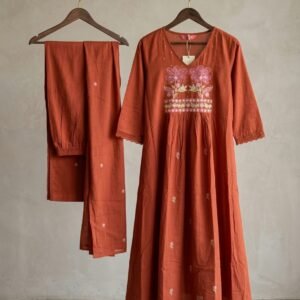 A shape designer kurta with pent dupta Cotton