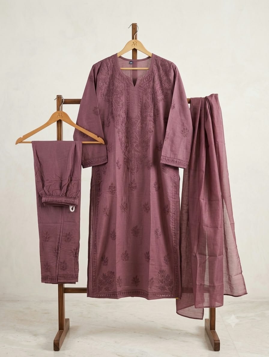 Lakhnavi suit with plazzo and dupatta Chanderi