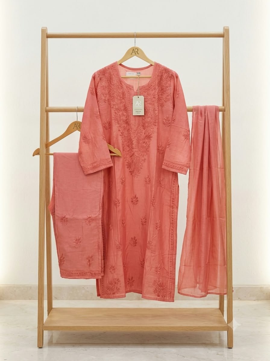 Lakhnavi suit with plazzo and dupatta Chanderi
