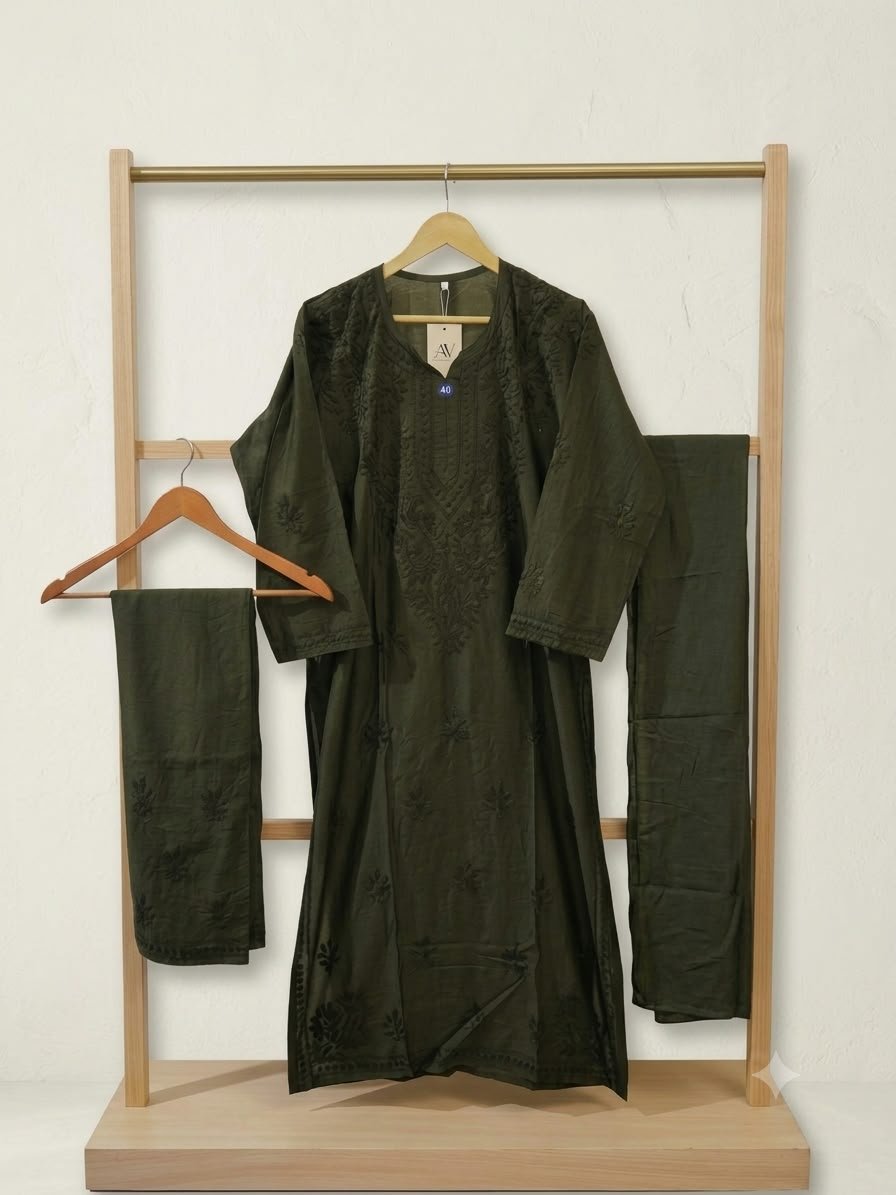 Lakhnavi suit with plazzo and dupatta Chanderi