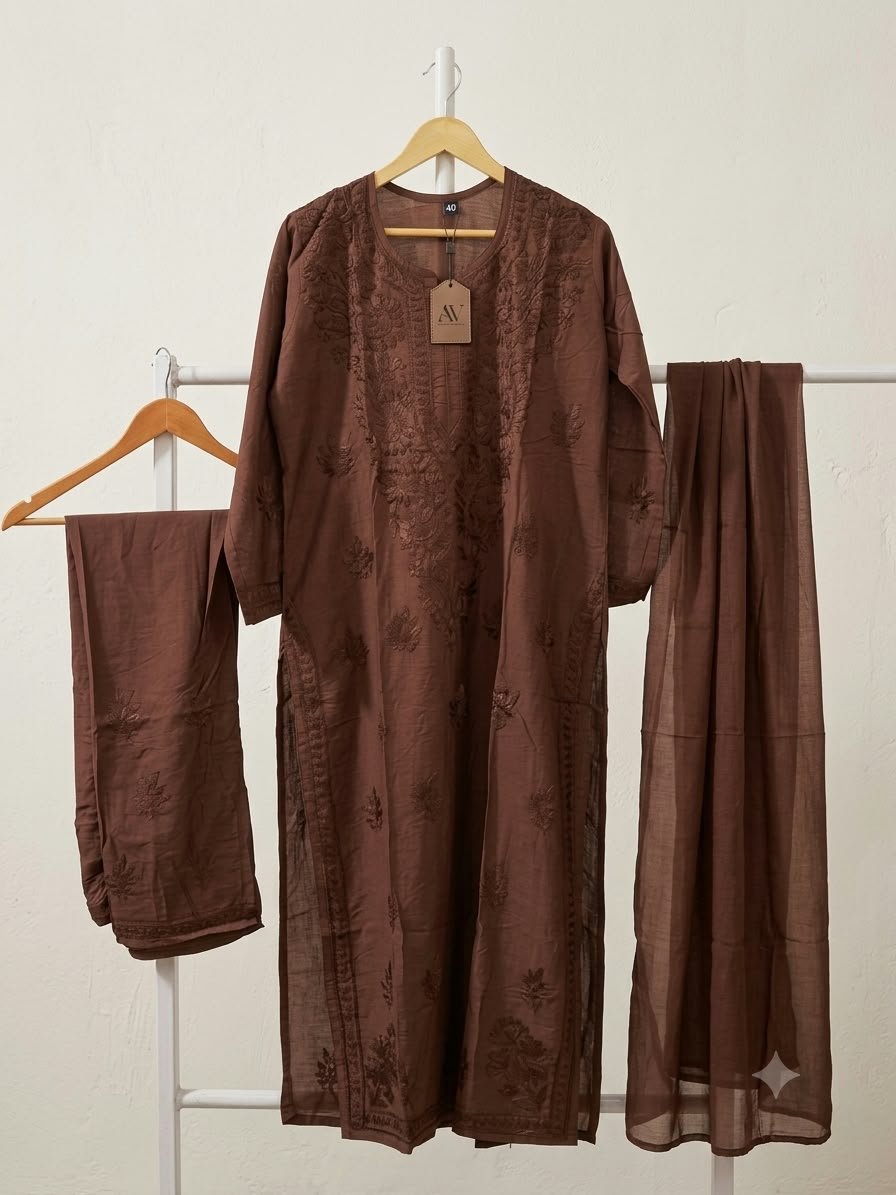 Lakhnavi suit with plazzo and dupatta Chanderi
